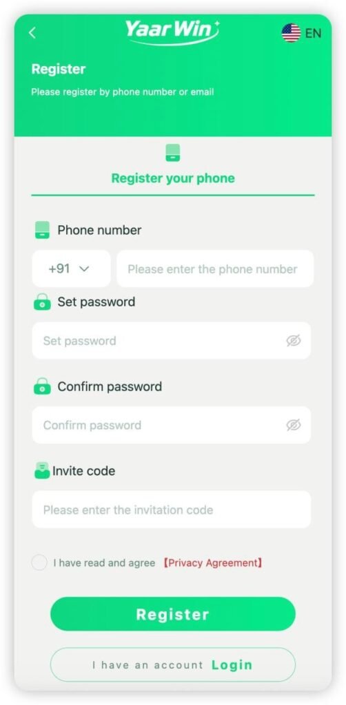 Yaar Win register banner create account sign up gaming platform India